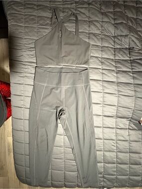 girlfriend collective High-Waist Leggings & Twist Front Bra Set in Moon